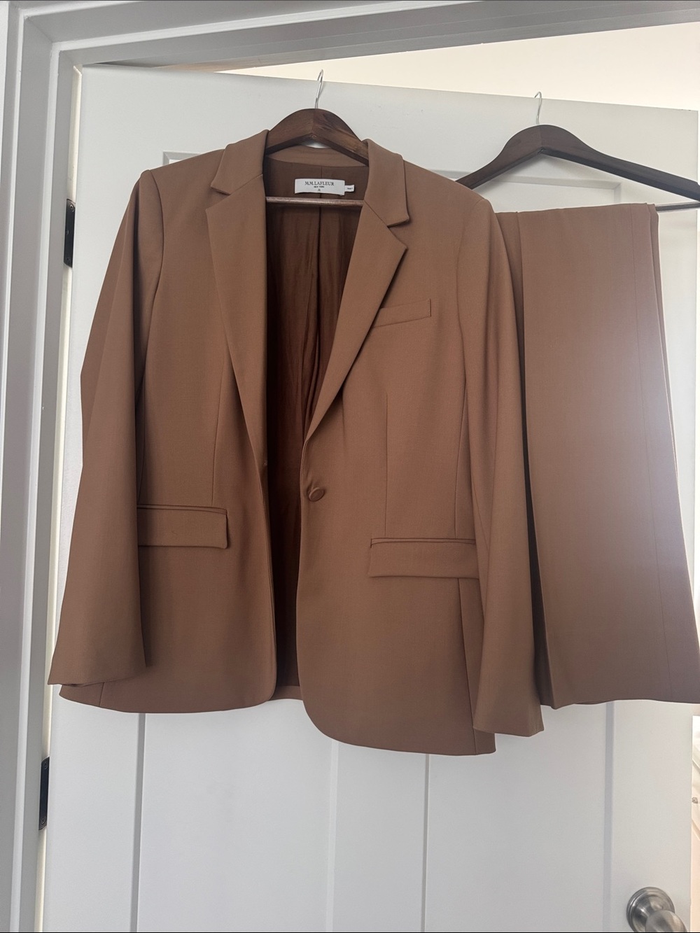 MM Lafleur Camel Brown Single-Button Blazer & Trousers